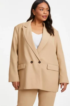 Quiz Workwear|Jackets & Coats>Curve Camel Oversized Tailored Blazer