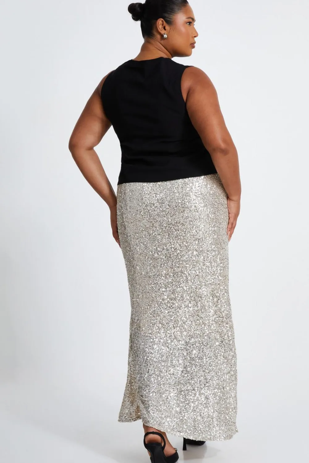 Quiz Skirts|Going Out>Curve Sequin Maxi Skirt