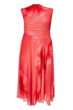 Quiz Day At The Races|Christening Guest>Curve Coral Mesh Midaxi Dress
