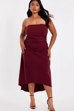 Quiz Day At The Races|Christening Guest>Curve Dark Red Bandeau Midi Dress