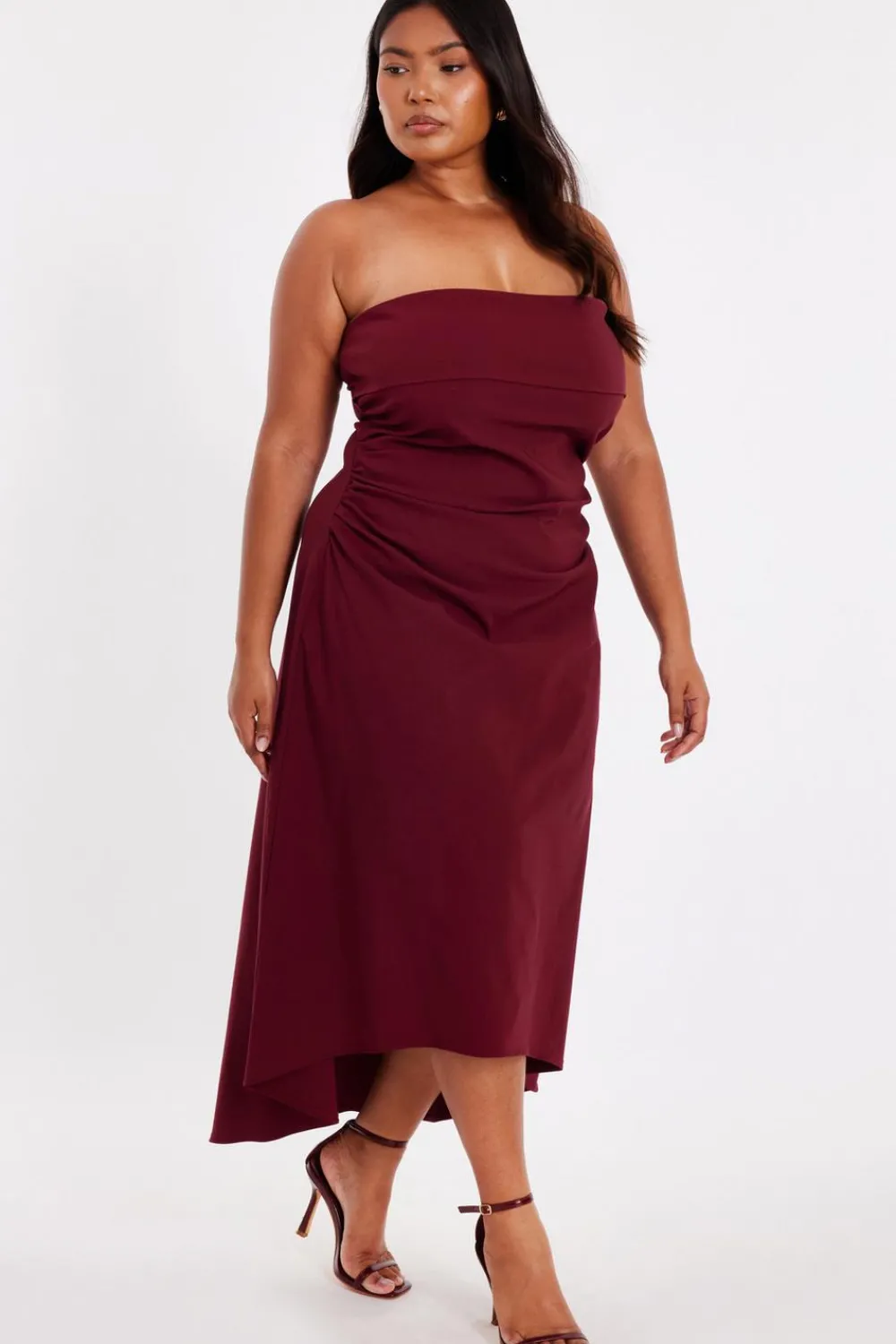 Quiz Day At The Races|Christening Guest>Curve Dark Red Bandeau Midi Dress