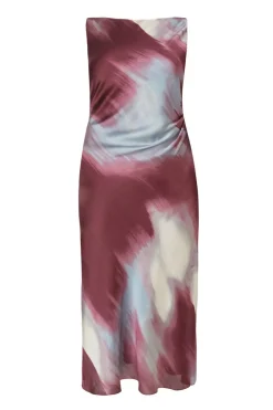 Quiz Evening Dresses|Day At The Races>Curve Dark Red Printed Satin Midaxi Dress