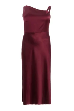 Quiz Christening Guest|Trending: Red>Curve Dark Red Satin Midaxi Dress