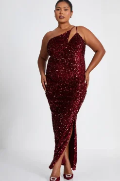 Quiz Prom Dresses|Prom & Ball>Curve Dark Red Sequin Maxi Dress