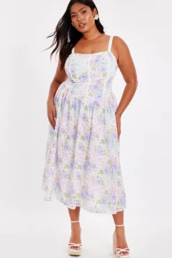 Quiz Day At The Races|Christening Guest>Curve Floral Embroidered Midi Dress