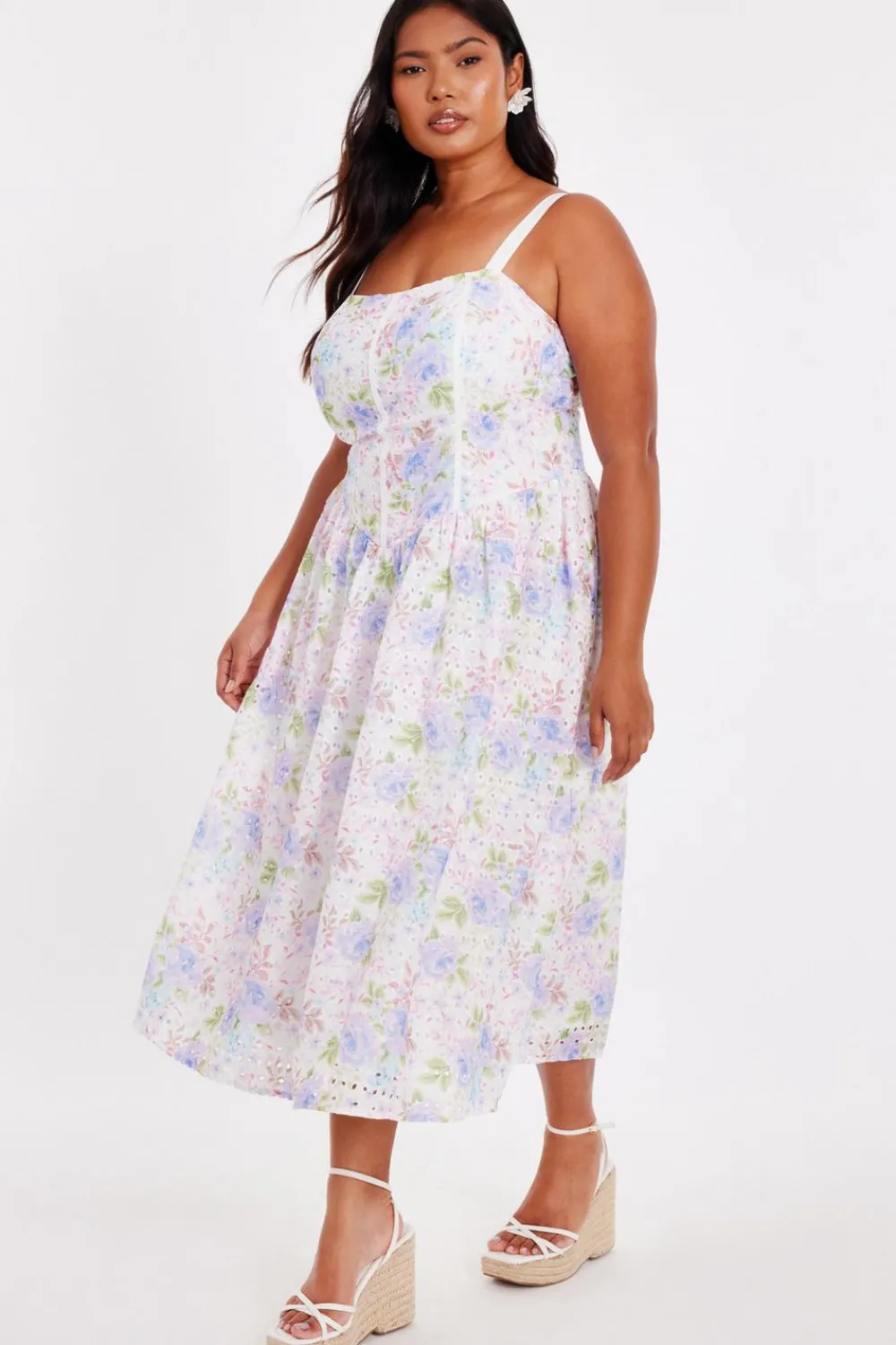 Quiz Day At The Races|Christening Guest>Curve Floral Embroidered Midi Dress
