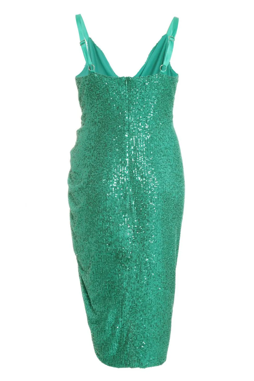 Quiz Wrap Dresses|Midi Dresses>Curve Jade Green Sequin Ruched Midi Dress
