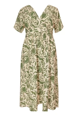 Quiz Summer Clothes|Holiday>Curve Khaki Tropical Print Midaxi Dress