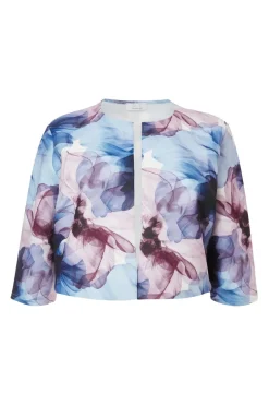 Quiz Day At The Races|Christening Guest>Curve Light Blue Floral Cropped Jacket