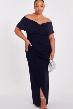 Quiz Prom Dresses|Prom & Ball>Curve Navy Bardot Maxi Dress