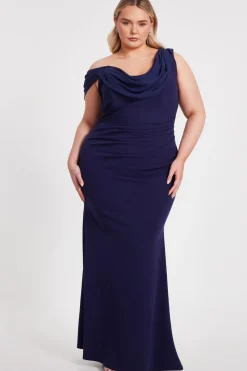 Quiz Prom Dresses|Prom & Ball>Curve Navy Drop Sleeve Maxi Dress