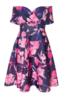 Quiz Day At The Races|Christening Guest>Curve Navy Floral Skater Dress