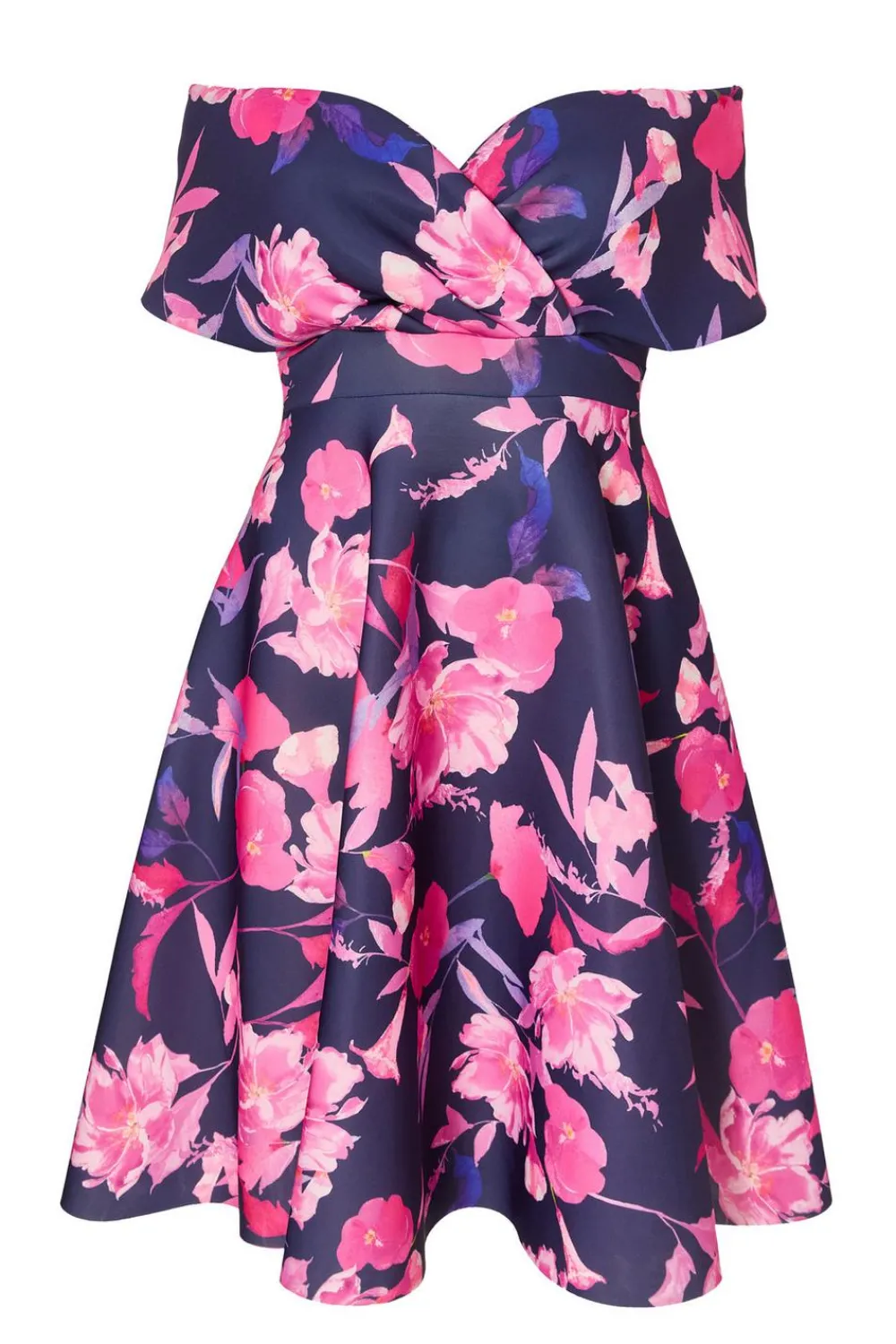 Quiz Day At The Races|Christening Guest>Curve Navy Floral Skater Dress