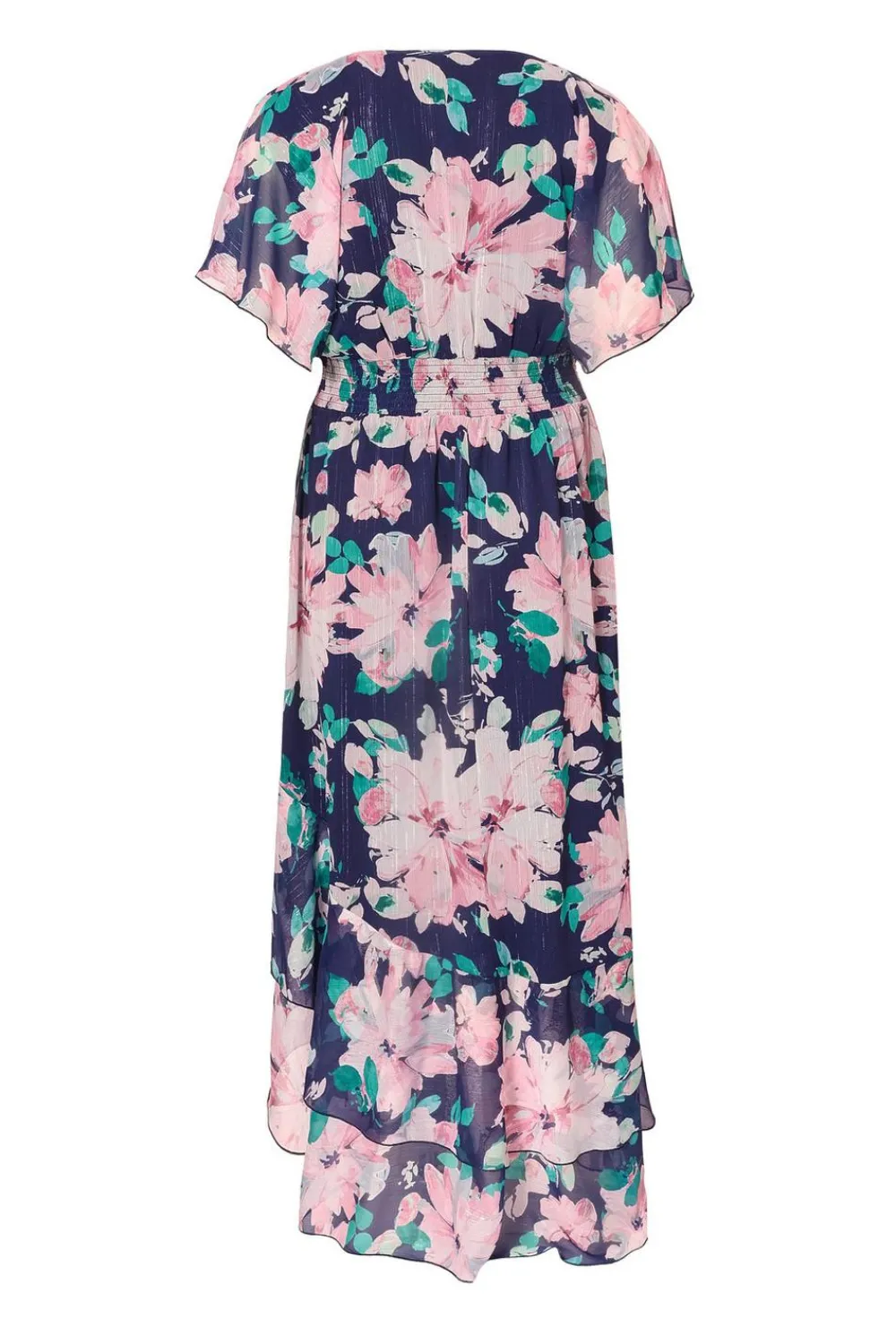 Quiz Day At The Races|Christening Guest>Curve Navy Floral Tiered Midi Dress