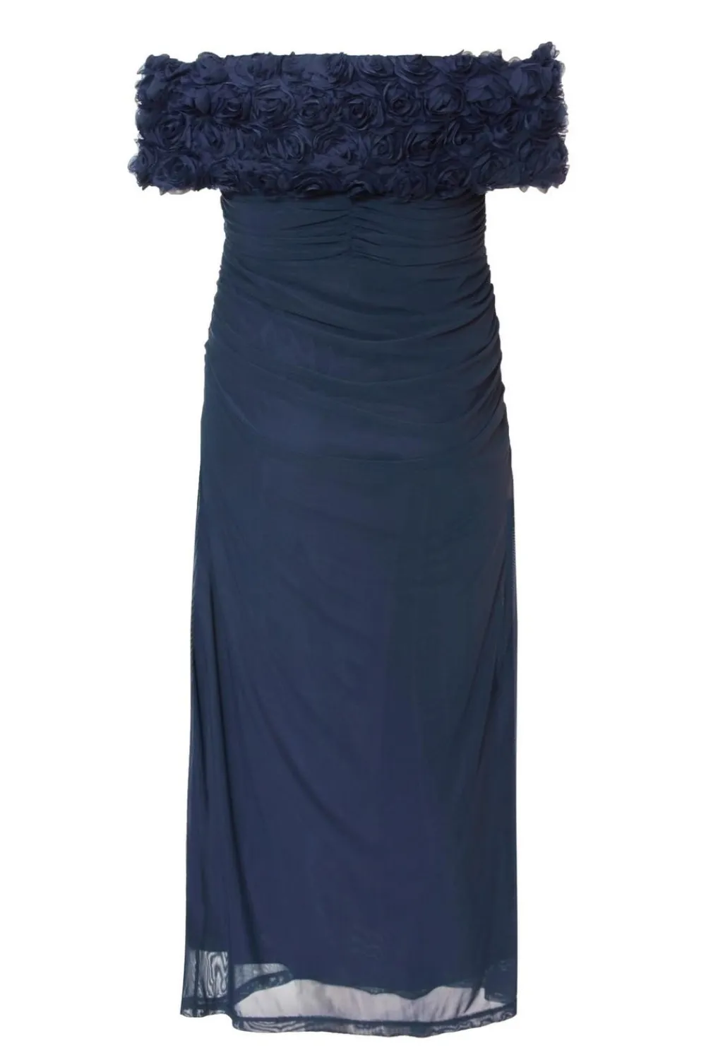 Quiz Day At The Races|Dresses>Curve Navy Mesh Bardot Midaxi Dress