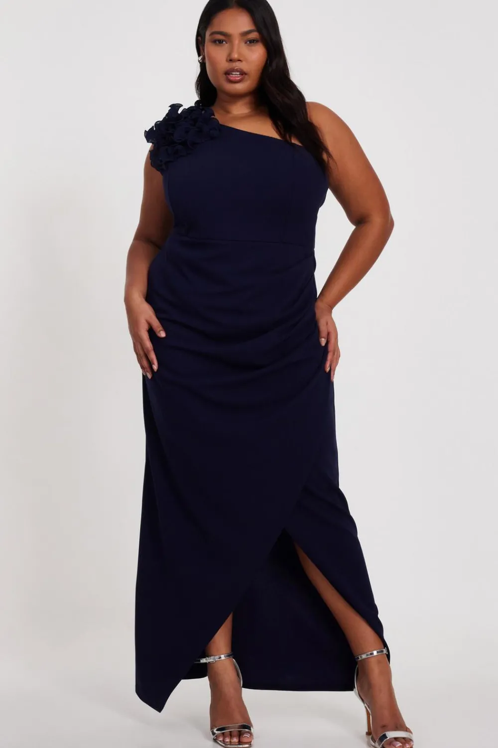 Quiz Prom Dresses|Evening Dresses>Curve Navy One Shoulder Maxi Dress