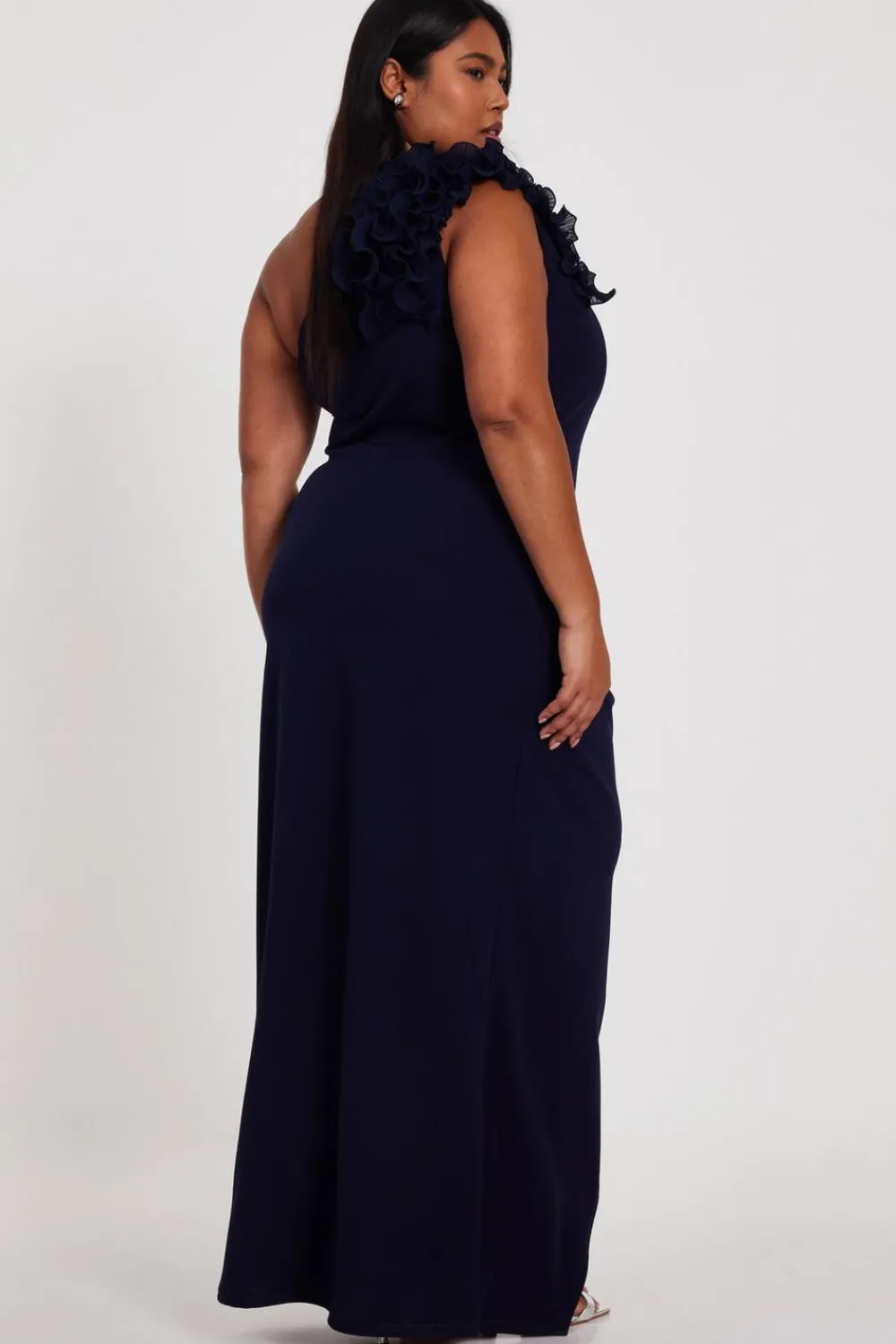 Quiz Prom Dresses|Evening Dresses>Curve Navy One Shoulder Maxi Dress
