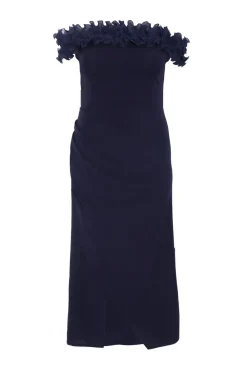 Quiz Prom & Ball|Ruffle Dresses>Curve Navy Ruffle Bardot Maxi Dress