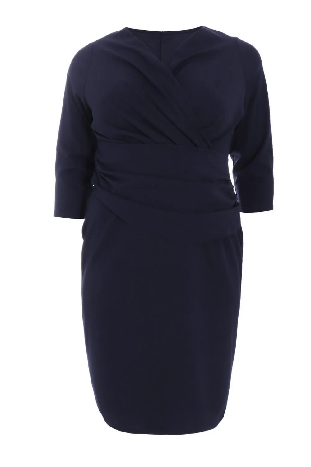 Quiz Wrap Dresses|Wedding Guest Dresses>Curve Navy Scuba Midi Dress