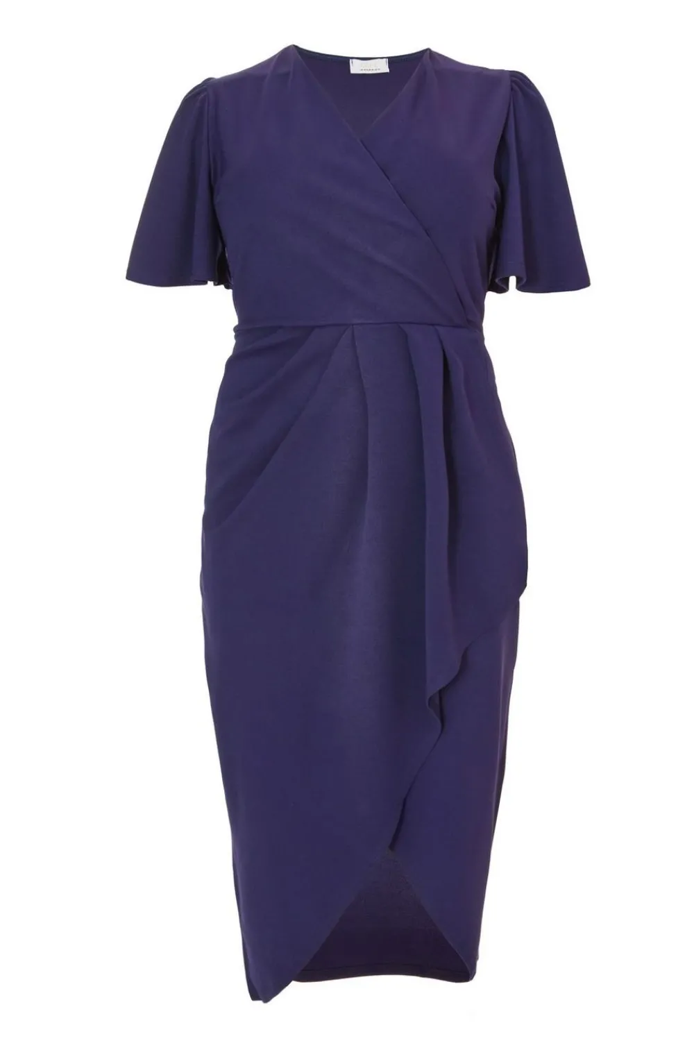 Quiz Evening Dresses|Christening Guest>Curve Navy Wrap Midi Dress