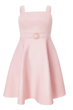 Quiz Evening Dresses|Christening Guest>Curve Pink Belted Skater Dress