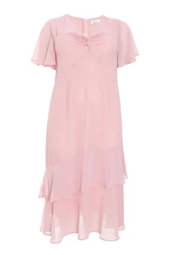 Quiz Wedding Guest Dresses|Pink Dresses>Curve Pink Chiffon Midaxi Dress