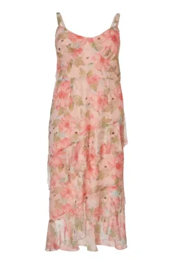 Quiz Day At The Races|Christening Guest>Curve Pink Floral Chiffon Midaxi Dress