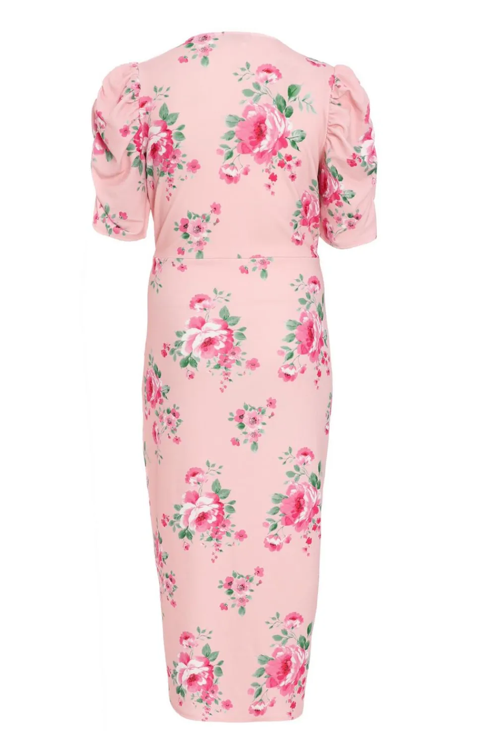 Quiz Wrap Dresses|Wedding Guest Dresses>Curve Pink Floral Wrap Midaxi Dress