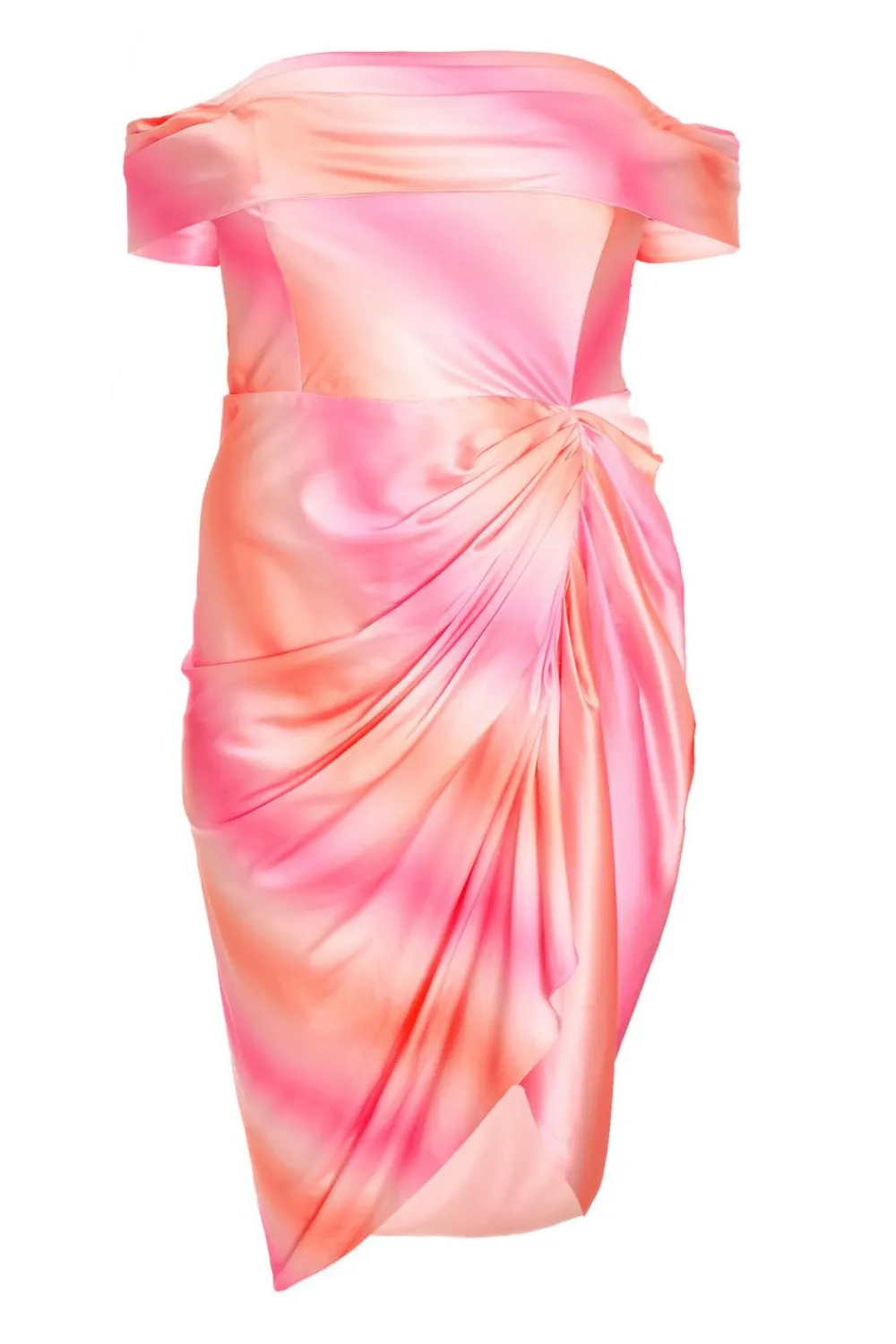 Quiz Wrap Dresses|Wedding Guest Dresses>Curve Pink Ombre Bardot Midi Dress