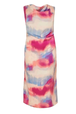 Quiz Day At The Races|Christening Guest>Curve Pink Satin Tie Dye Midi Dress