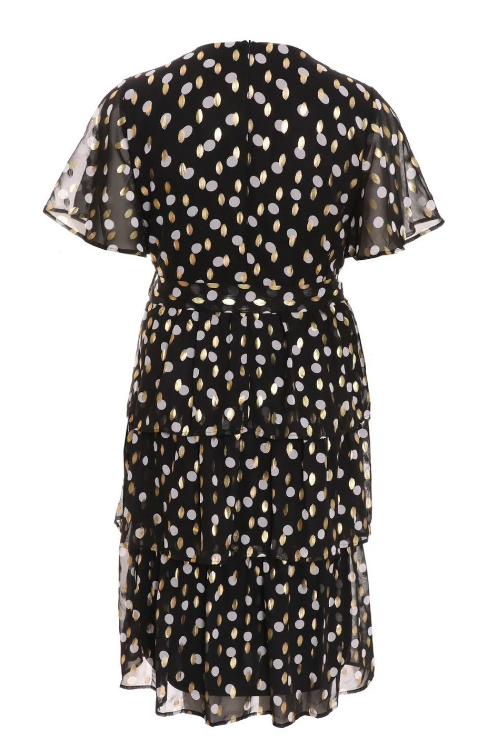 Quiz Midi Dresses|Going Out Dresses>Curve Polka Dot Foil Wrap Midi Dress
