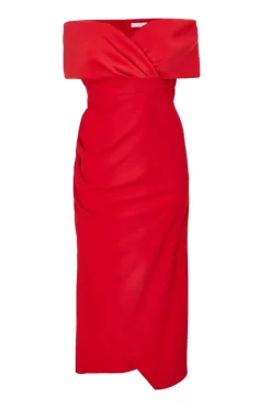 Quiz Prom Dresses|Prom & Ball>Curve Red Bardot Wrap Maxi Dress