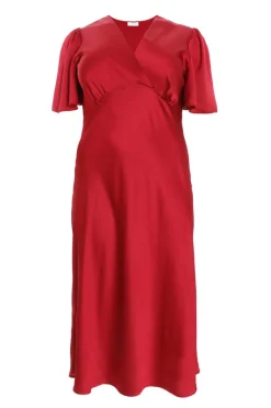 Quiz Trending: Red|Satin Dresses>Curve Red Satin Midi Dress