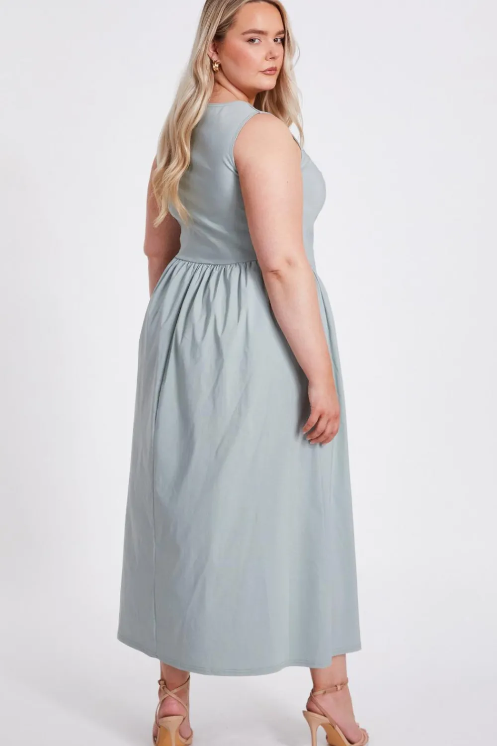 Quiz Day At The Races|Christening Guest>Curve Sage Drop Waist Midaxi Dress