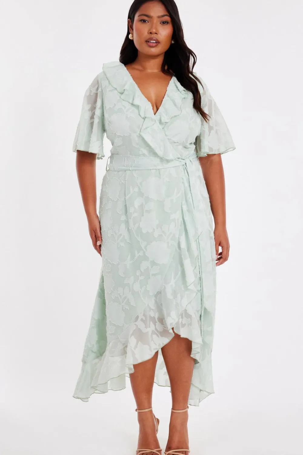 Quiz Day At The Races|Christening Guest>Curve Jacquard Frill Midaxi Dress