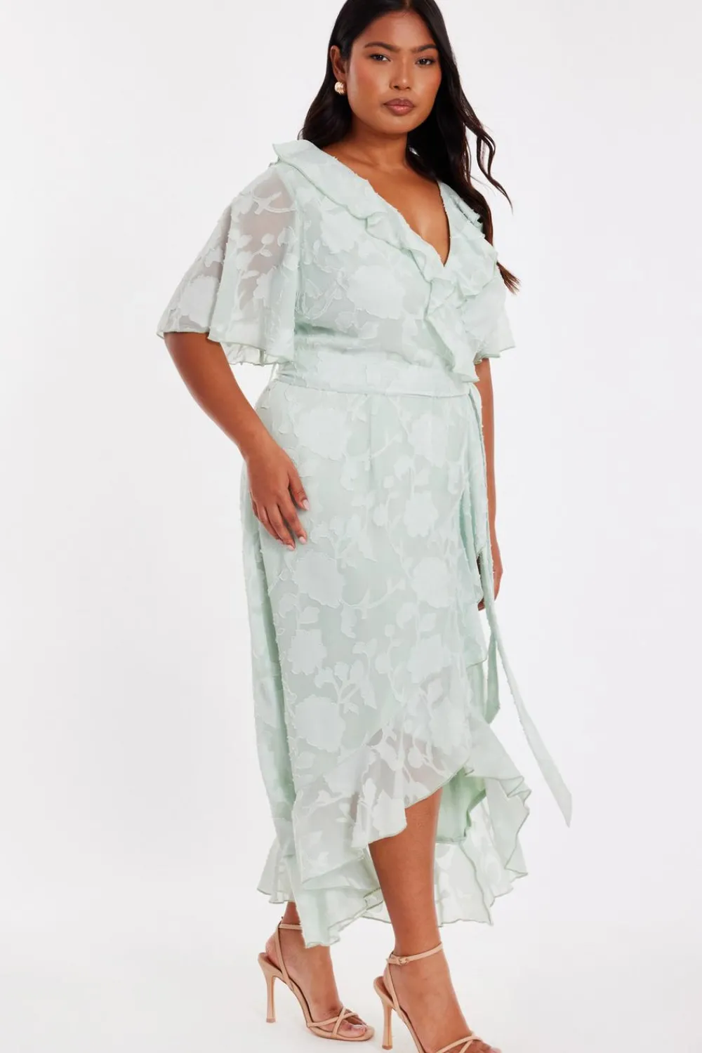 Quiz Day At The Races|Christening Guest>Curve Jacquard Frill Midaxi Dress