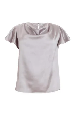 Quiz Going Out Tops|Tops>Curve Silver Satin Cowl Neck Top