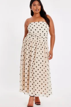 Quiz Day At The Races|Christening Guest>Curve Stone Chiffon Polka Dot Midi Dress
