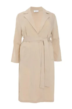 Quiz Jackets & Coats|Everyday Essentials>Curve Stone Linen Look Trench Jacket