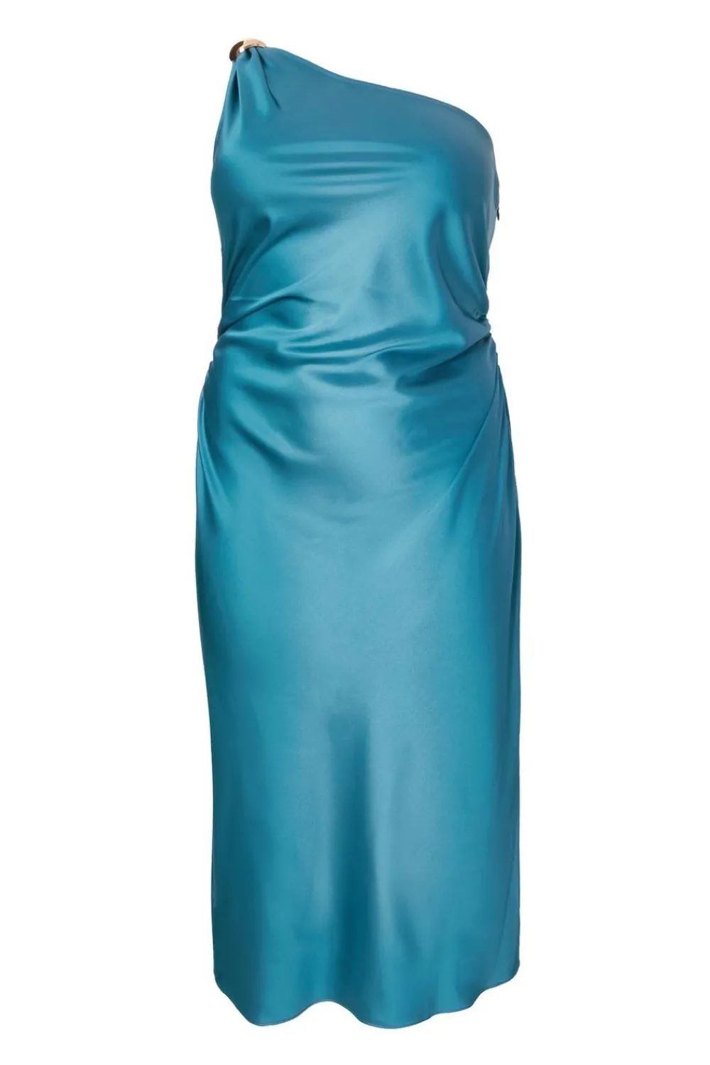 Quiz Evening Dresses|Day At The Races>Curve Teal Satin One Shoulder Midaxi Dress