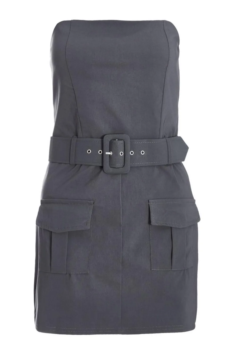 Quiz Playsuits|Playsuits>Dark Grey Bandeau Skort Playsuit