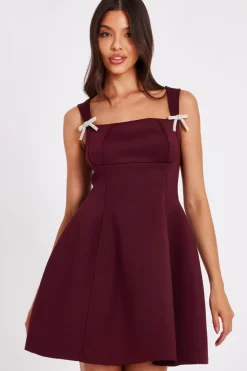 Quiz Day At The Races|Christening Guest>Dark Red A-Line Mini Dress