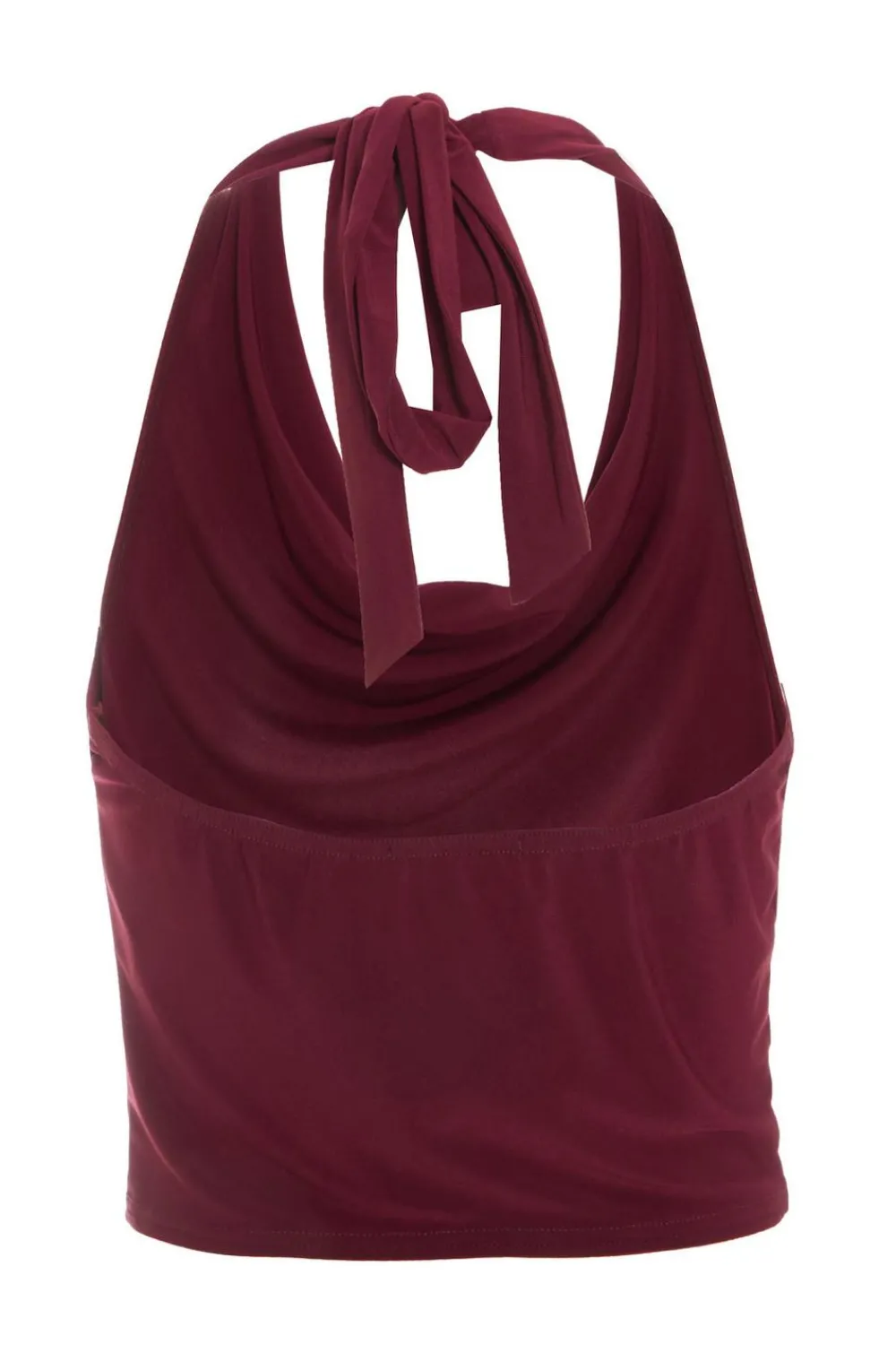 Quiz Going Out Tops|Crop Tops>Dark Red Buckle Detail Crop Top