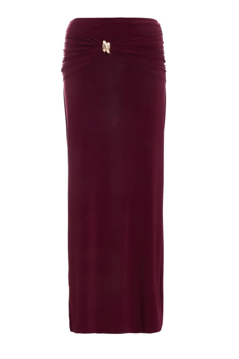 Quiz Trending: Red|Skirts>Dark Red Buckle Detail Maxi Skirt