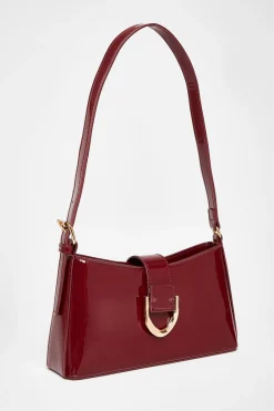 Quiz Bags>Dark Red Buckle Detail Shoulder Bag