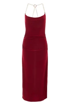 Quiz Evening Dresses|Trending: Red>Dark Red Chain Strap Midaxi Dress