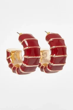 Quiz Jewellery|Holiday Accessories>Dark Red Chunky Hoop Earrings