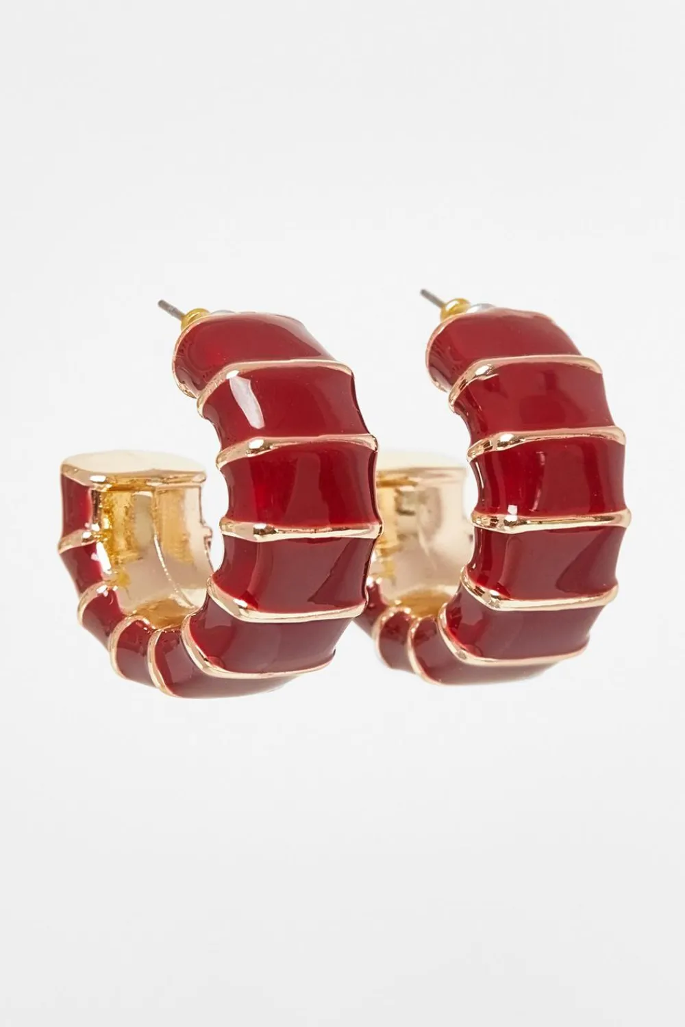Quiz Jewellery|Holiday Accessories>Dark Red Chunky Hoop Earrings