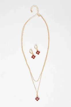 Quiz Jewellery Sets|Jewellery>Dark Red Clover Jewellery Set