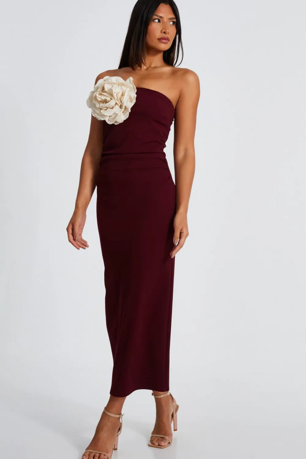 Quiz Prom & Ball|Evening Dresses>Dark Red Corsage Midaxi Dress